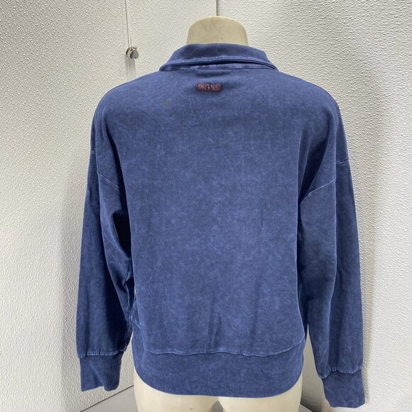 Hard Tail Forever Women’s Collar Half-Zip Mineral Wash Shirt – Blue – Size L - Picture 5 of 10
